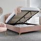 PETTINE VELVET END LIFT OTTOMAN BED - 5FT KING SIZE - BLUSH PINK