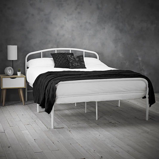 MILTON METAL BED - 4FT6 DOUBLE - WHITE