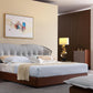 BROOKLYN LEATHER BED - 6FT SUPER KING SIZE - BROWN/LIGHT GREY