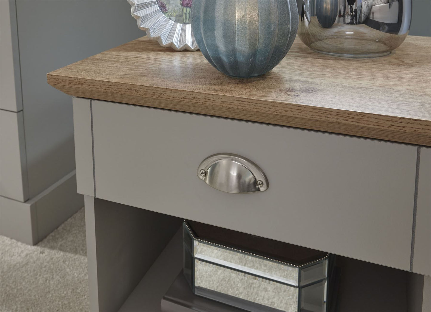 KENDAL 1-DRAWER BEDSIDE TABLE - GREY