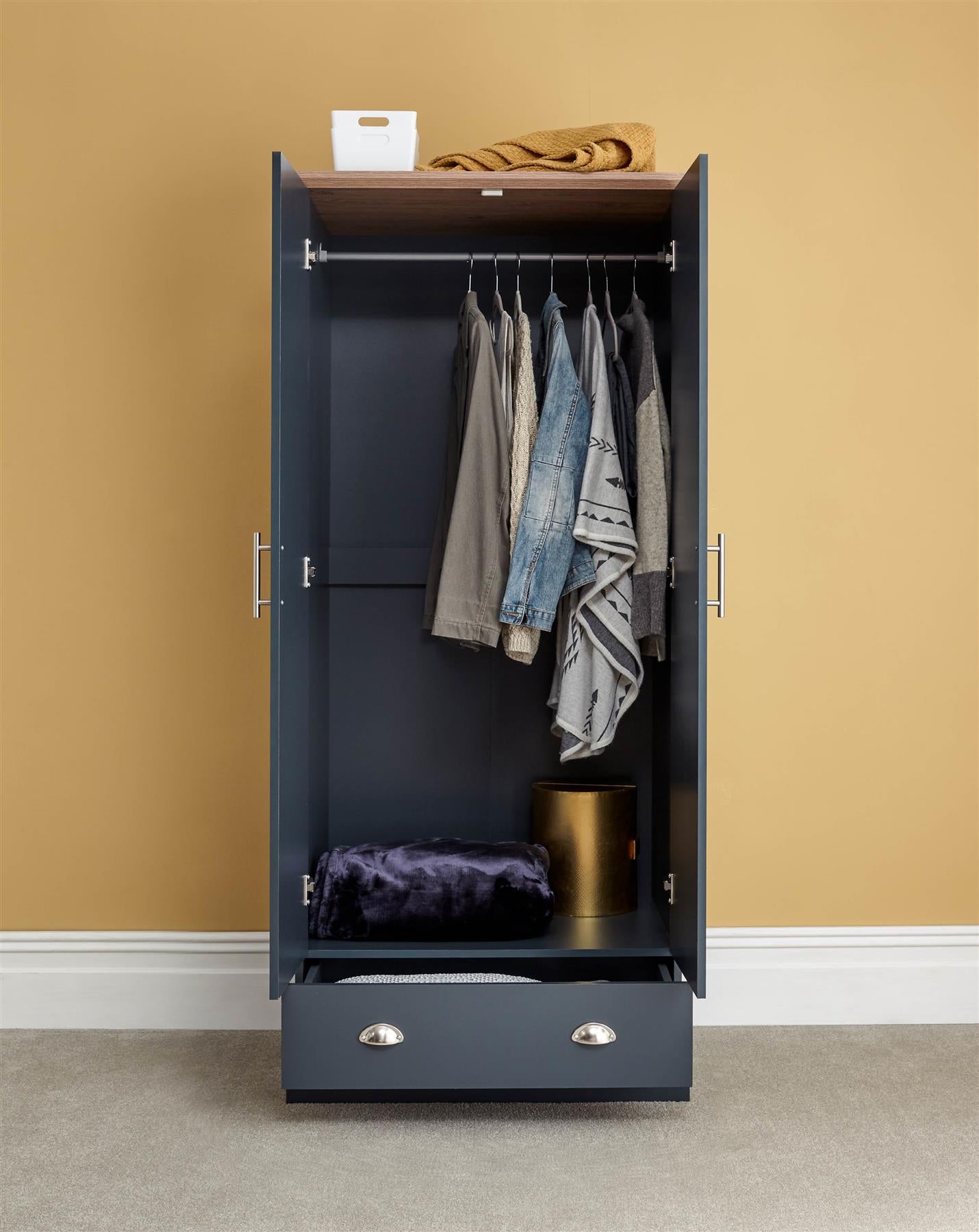 KENDAL 2 DOOR 1 DRAWER WARDROBE - SLATE BLUE