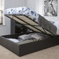 FAUX LEATHER END LIFT OTTOMAN BED - 4FT SMALL DOUBLE - BLACK