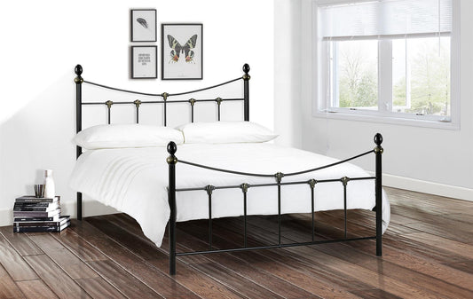 REBECCA METAL BED - 5FT KING SIZE - BLACK/GOLD