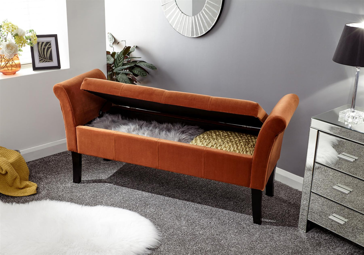 OSBOURNE STORAGE WINDOW SEAT - RUSSET