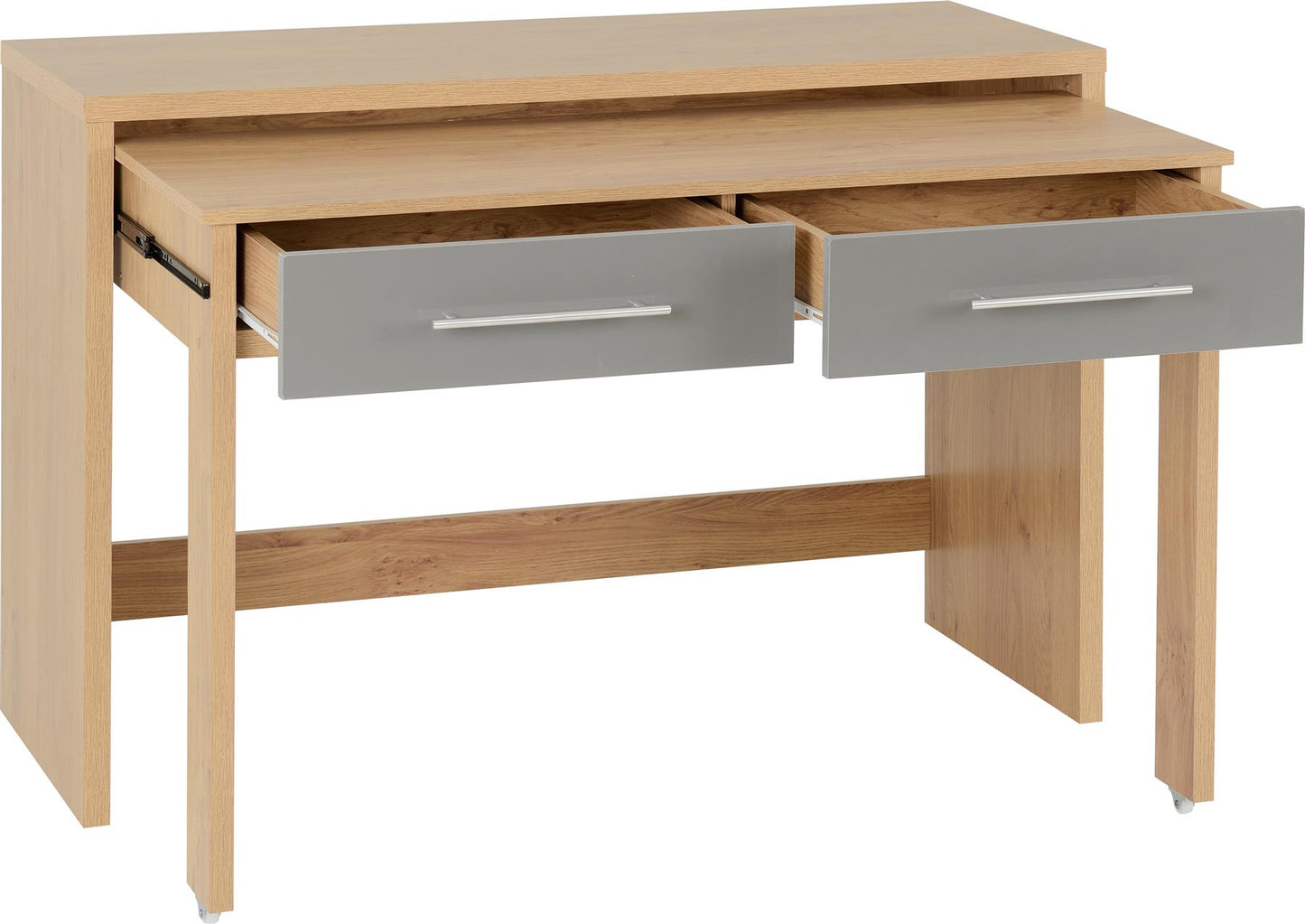 SEVILLE 2 DRAWER SLIDER DESK - GREY/LIGHT OAK