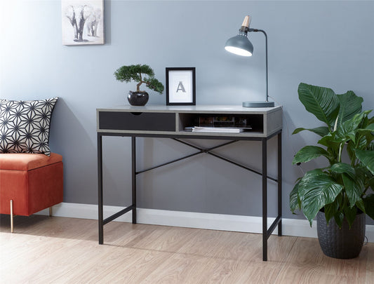 TELFORD COMPUTER DESK - CONCRETE/BLACK