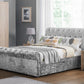 VERONA CRUSHED VELVET 2-DRAWER BED - 5FT KING SIZE - SILVER