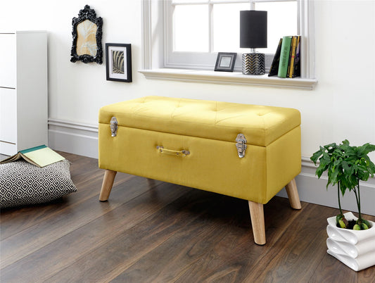 MINSTREL OTTOMAN STORAGE BENCH - MUSTARD