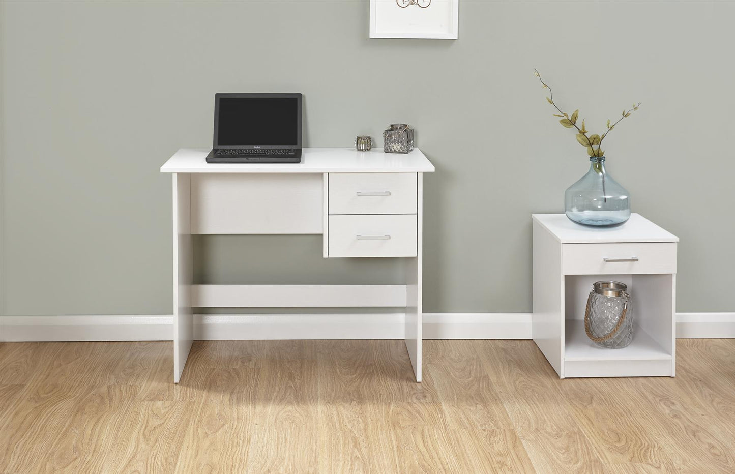 PANAMA 2 DRAWER DESK - WHITE