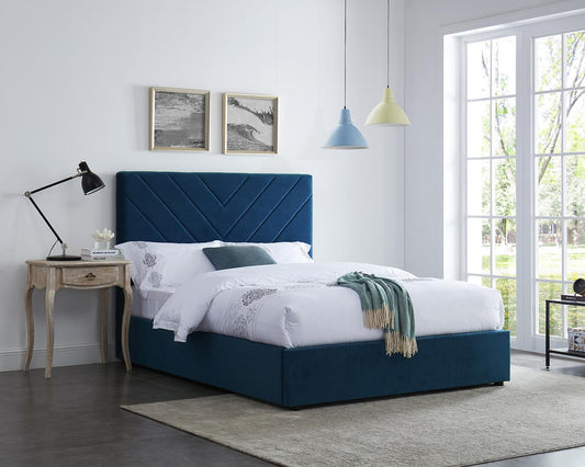 ISLINGTON VELVET BED - 4FT6 DOUBLE - BLUE