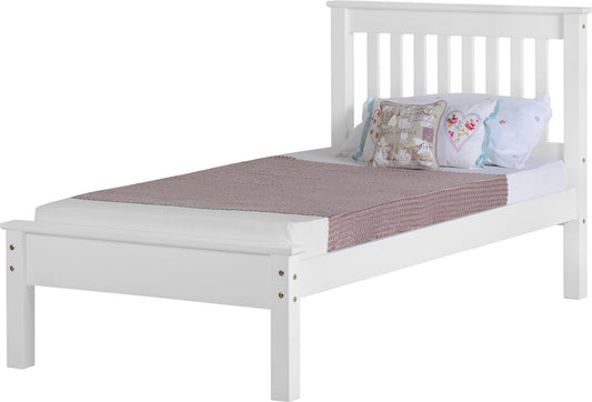 MONACO WOODEN LOWFOOT END BED - 3FT SINGLE - WHITE