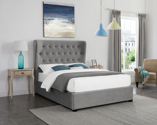 BELGRAVIA FABRIC END LIFT OTTOMAN BED - 4FT6 DOUBLE - GREY