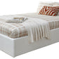 FAUX LEATHER END LIFT OTTOMAN BED - 5FT KING SIZE - WHITE