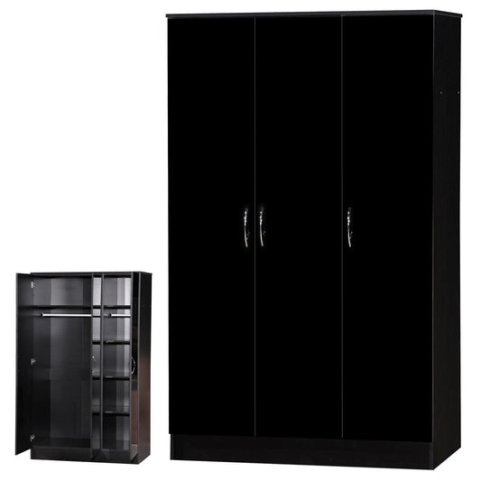 ALPHA 3 DOOR TRIPLE WARDROBE - BLACK