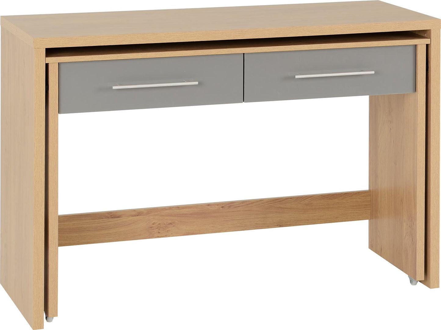 SEVILLE 2 DRAWER SLIDER DESK - GREY/LIGHT OAK