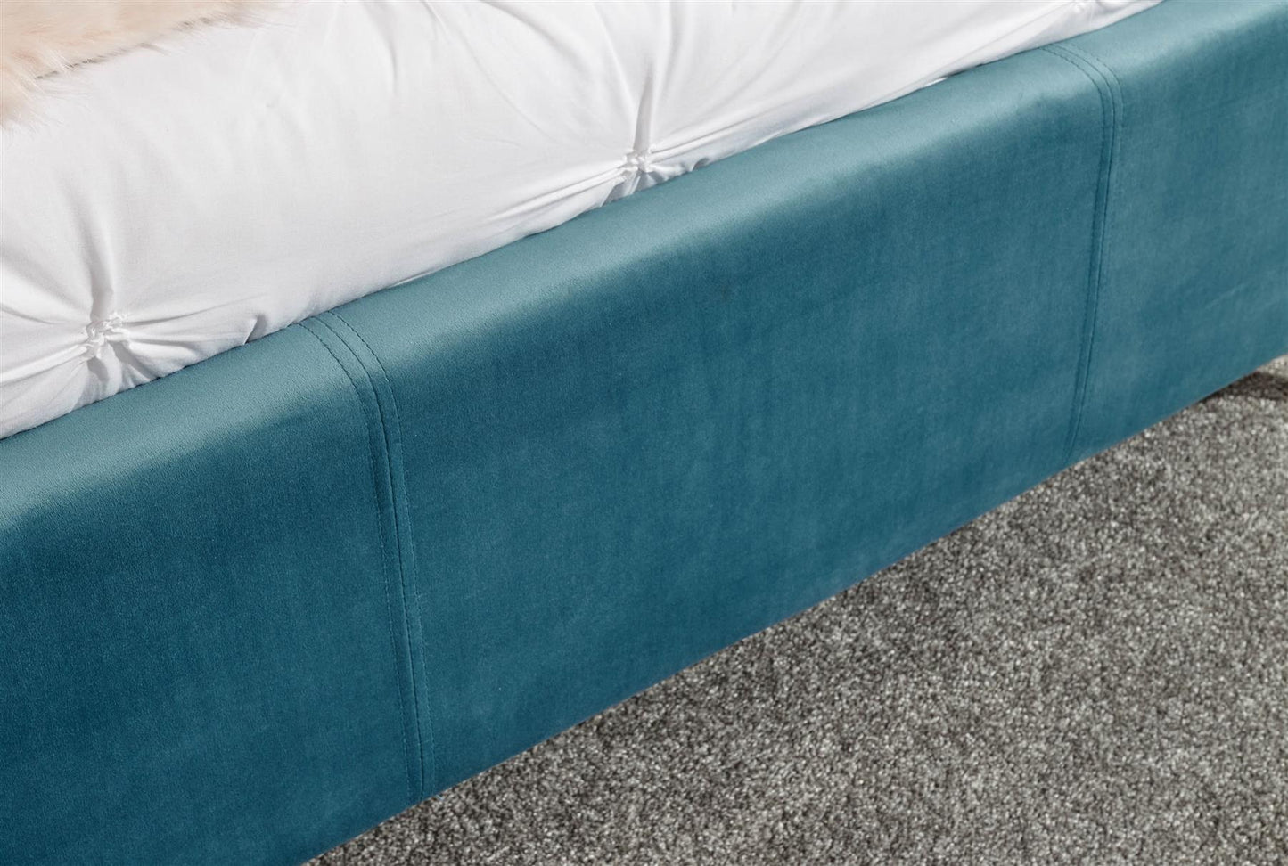 PETTINE VELVET END LIFT OTTOMAN BED - 5FT KING SIZE - TEAL