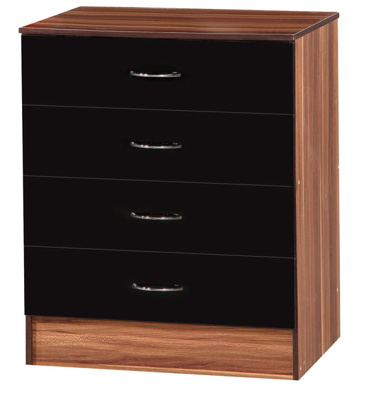 ALPHA 3 DRAWER CHEST - BLACK/WALNUT