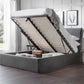 SANDERSON VELVET END LIFT OTTOMAN BED - 6FT SUPER KING SIZE - GREY