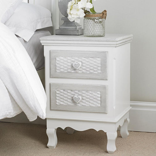 BRITTANY 2-DRAWER BEDSIDE TABLE - WHITE/GREY