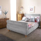 CHICAGO CHENILLE FABRIC SLEIGH BED - 4FT6" DOUBLE - SILVER