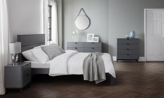 CHLOE WOODEN BED - 5FT KING SIZE - STORM GREY/BLACK