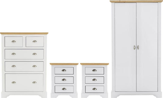 TOLEDO 4 PIECE BEDROOM SET - WHITE/OAK