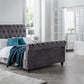 VALENTINO VELVET BED - 6FT SUPER KING SIZE - GREY