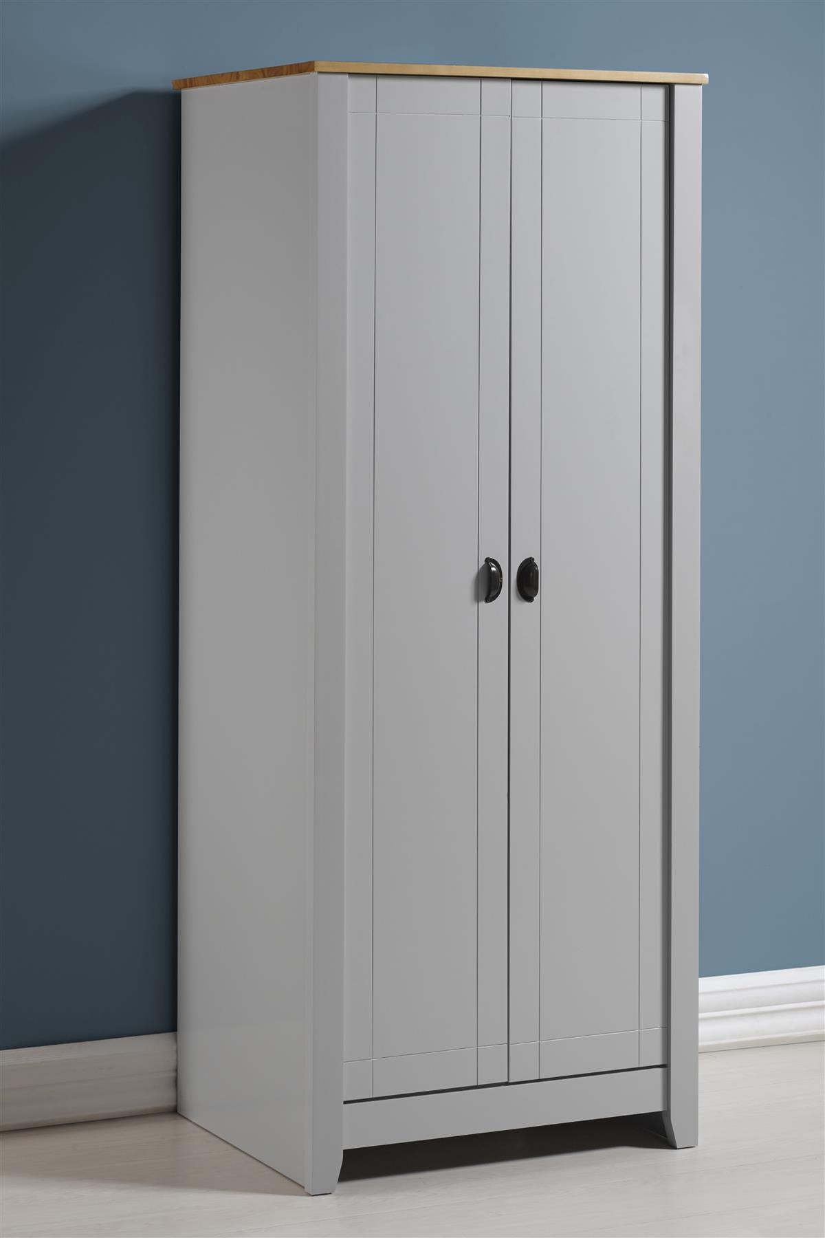 LUDLOW 2 DOOR WARDROBE - GREY/OAK