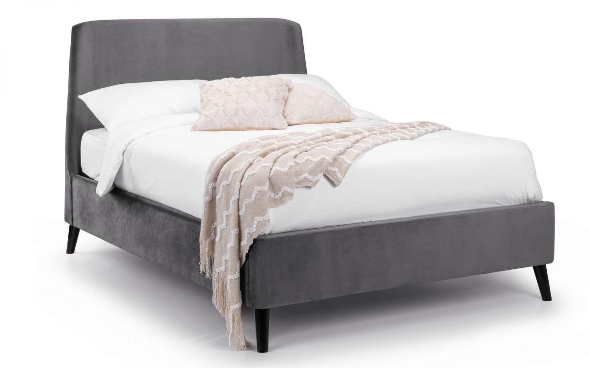 FRIDA VELVET BED - 5FT KING SIZE - GREY