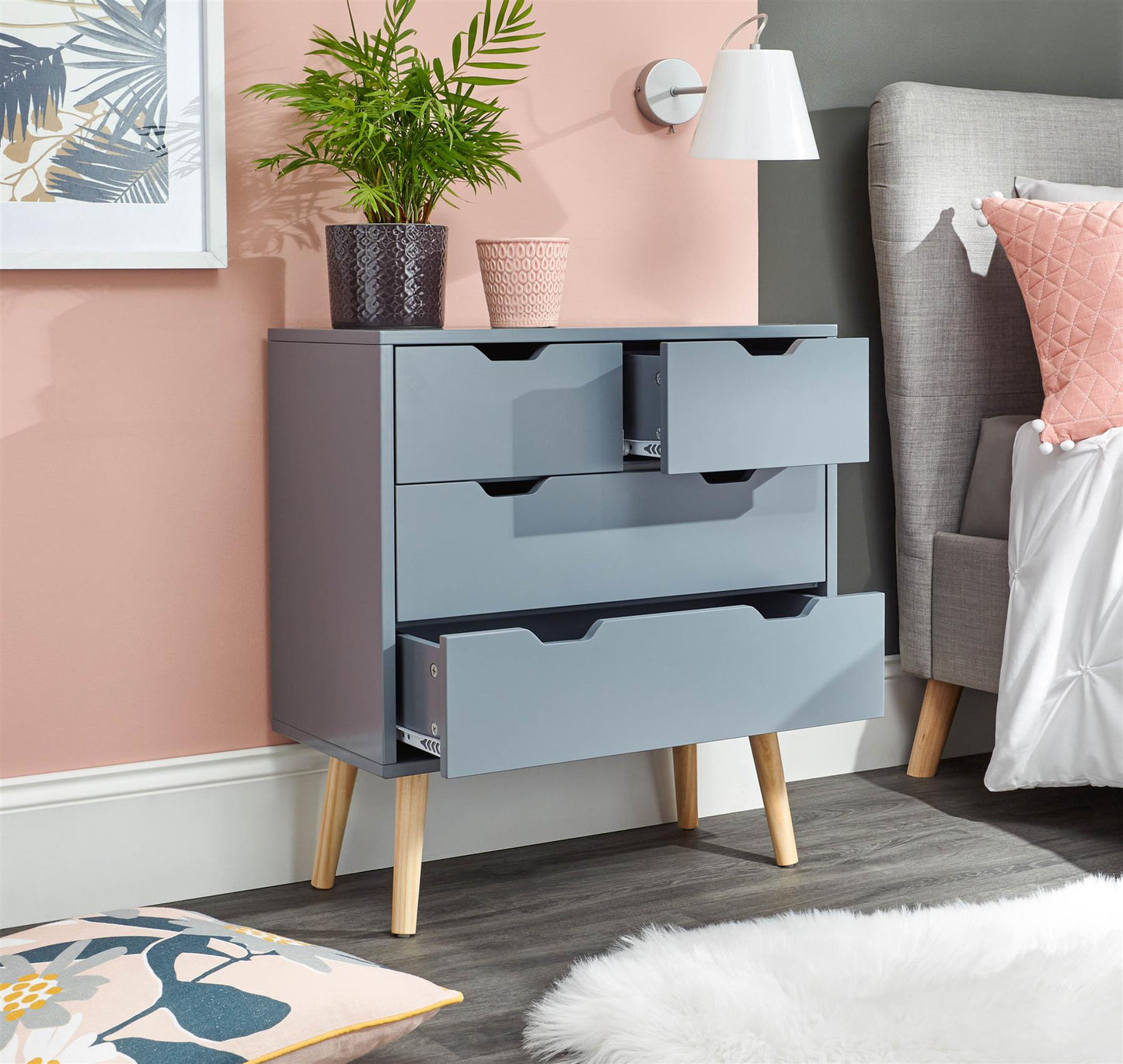 NYBORG 2+2 DRAWER CHEST - DARK GREY