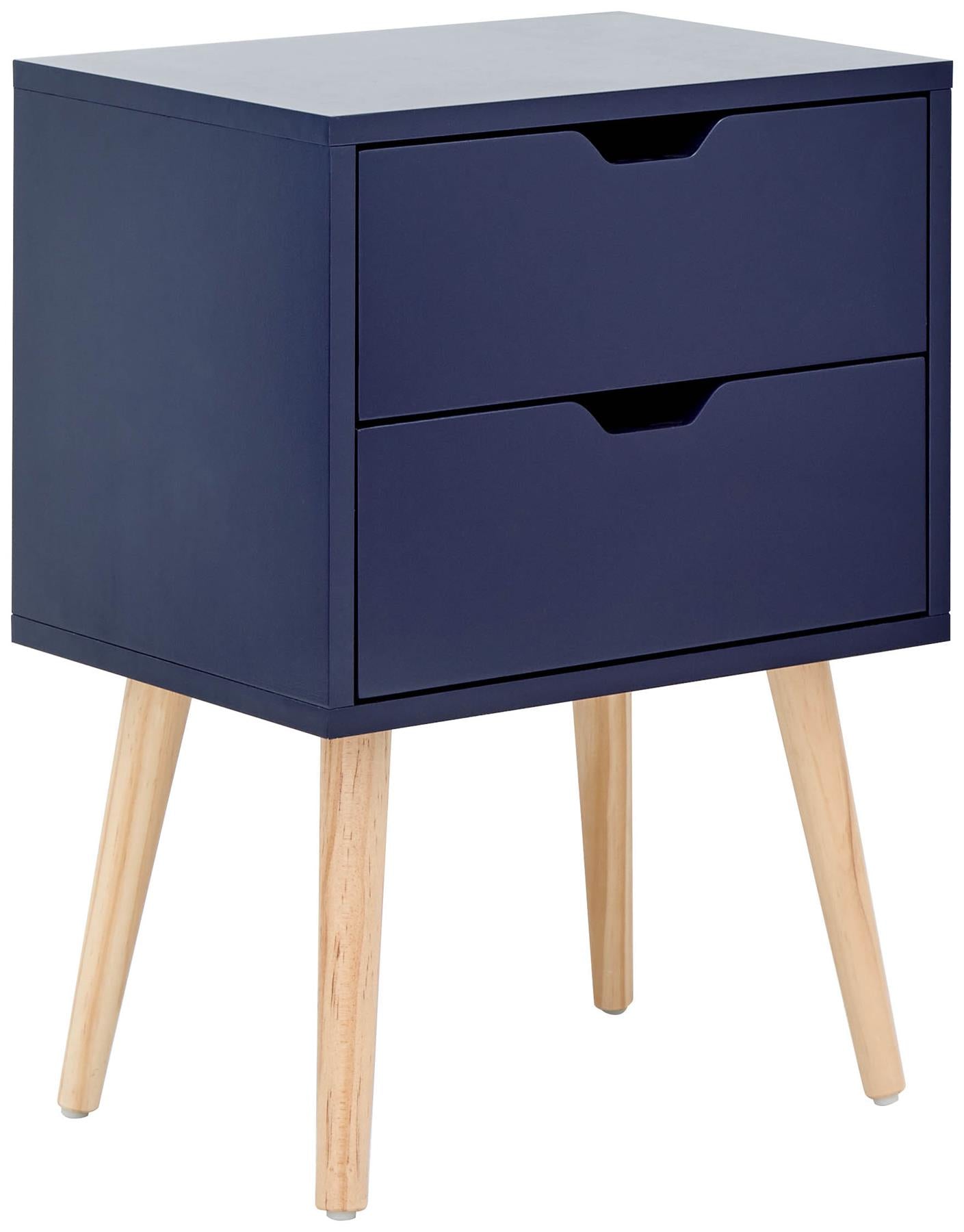 PAIR OF NYBORG 2-DRAWER BEDSIDE TABLES - NIGHTSHADOW BLUE