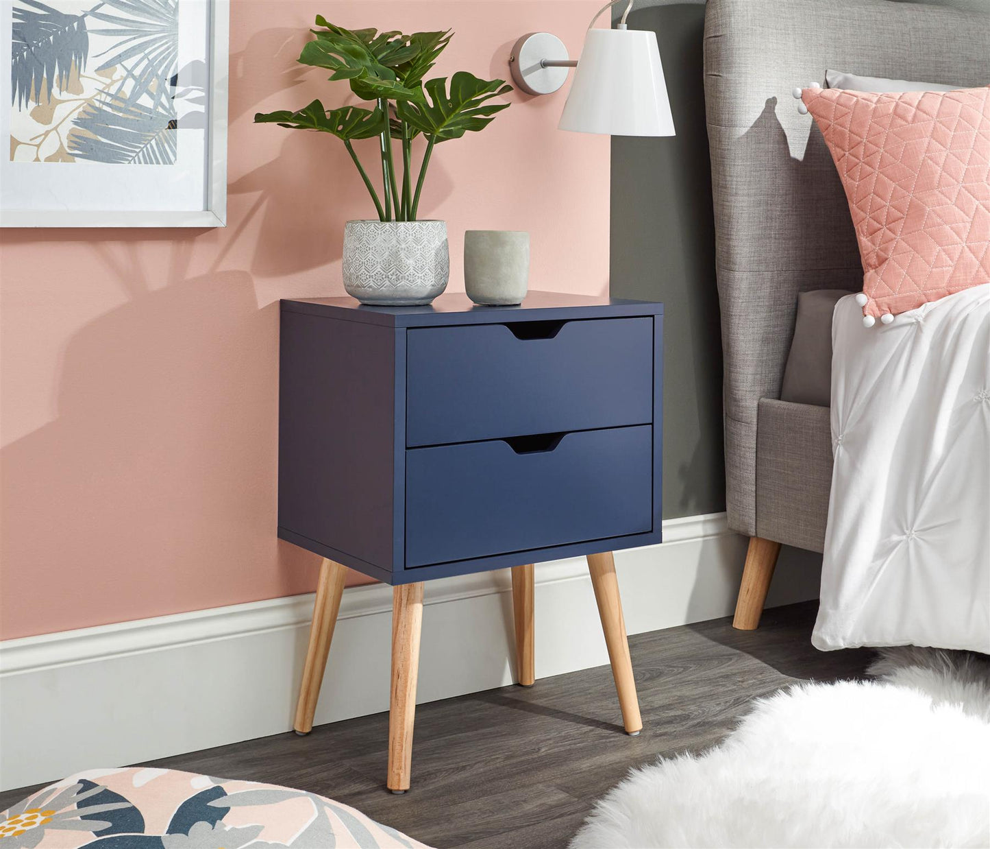 NYBORG 2-DRAWER BEDSIDE TABLE - NIGHTSHADOW BLUE