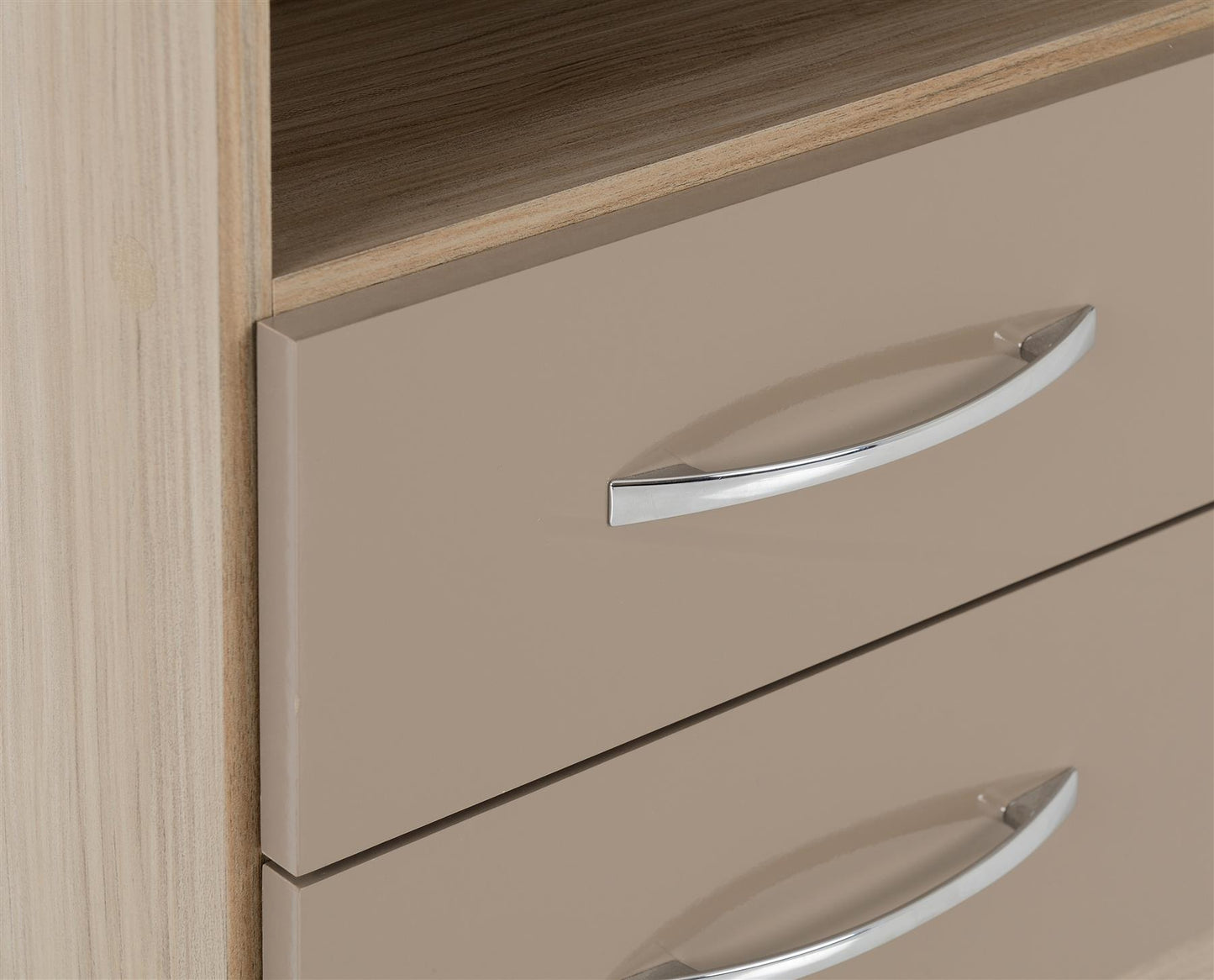 NEVADA 2-DRAWER BEDSIDE TABLE - OYSTER/LIGHT OAK