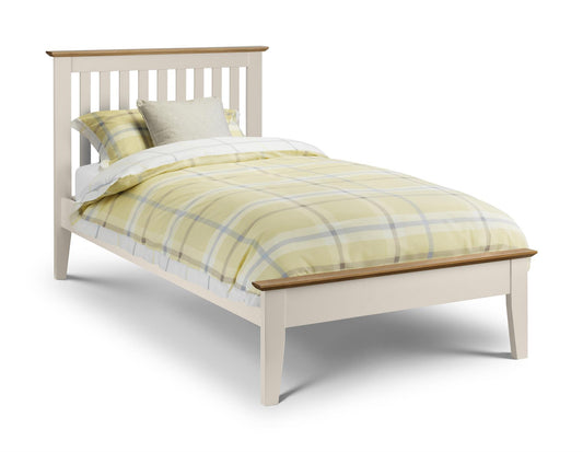 SALERNO WOODEN BED - 3FT SINGLE - IVORY/NATURAL OAK