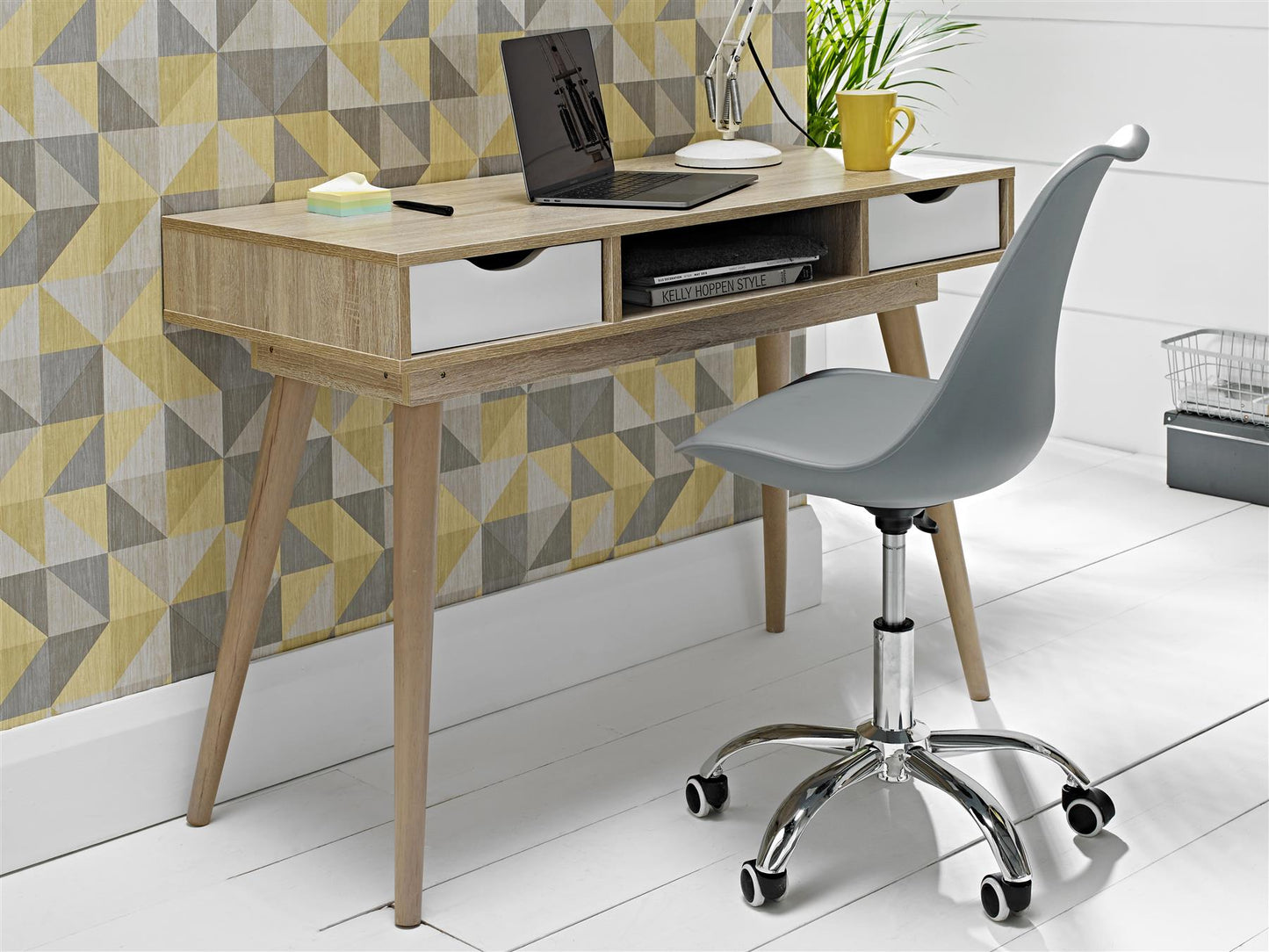 SCANDI DESK - OAK/WHITE