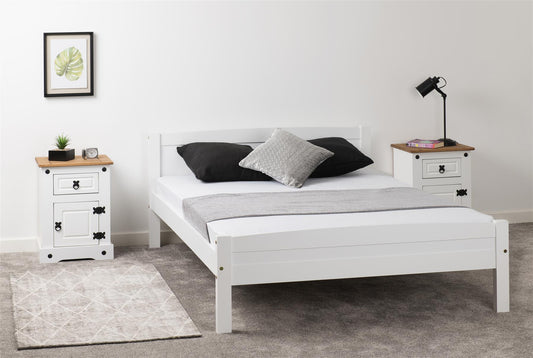 AMBER WOODEN BED - 4FT6 DOUBLE - WHITE