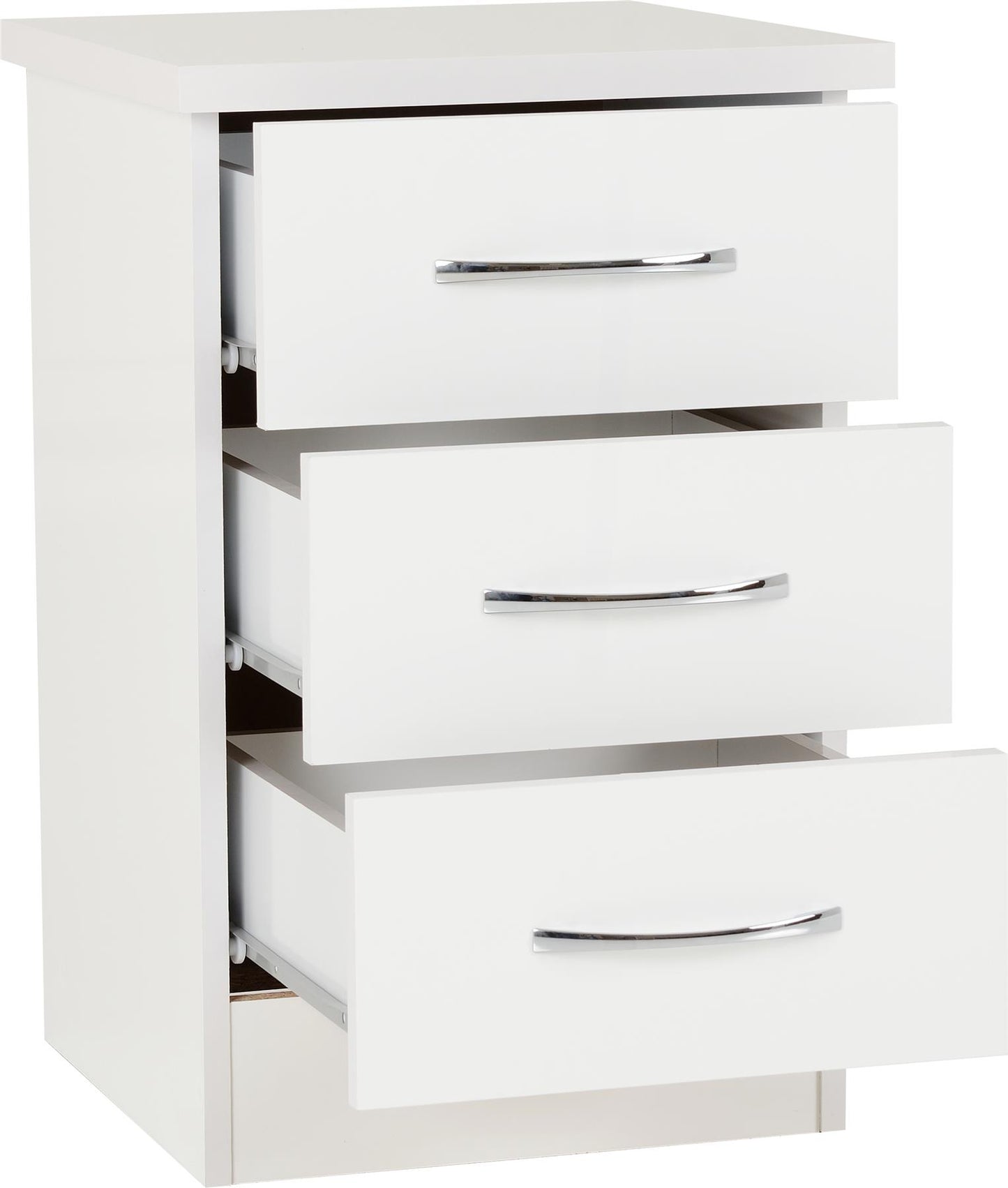 NEVADA 3-DRAWER BEDSIDE TABLE - WHITE