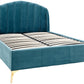 PETTINE VELVET END LIFT OTTOMAN BED - 5FT KING SIZE - TEAL