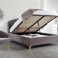 PETTINE VELVET END LIFT OTTOMAN BED - 4FT6 DOUBLE - GREY