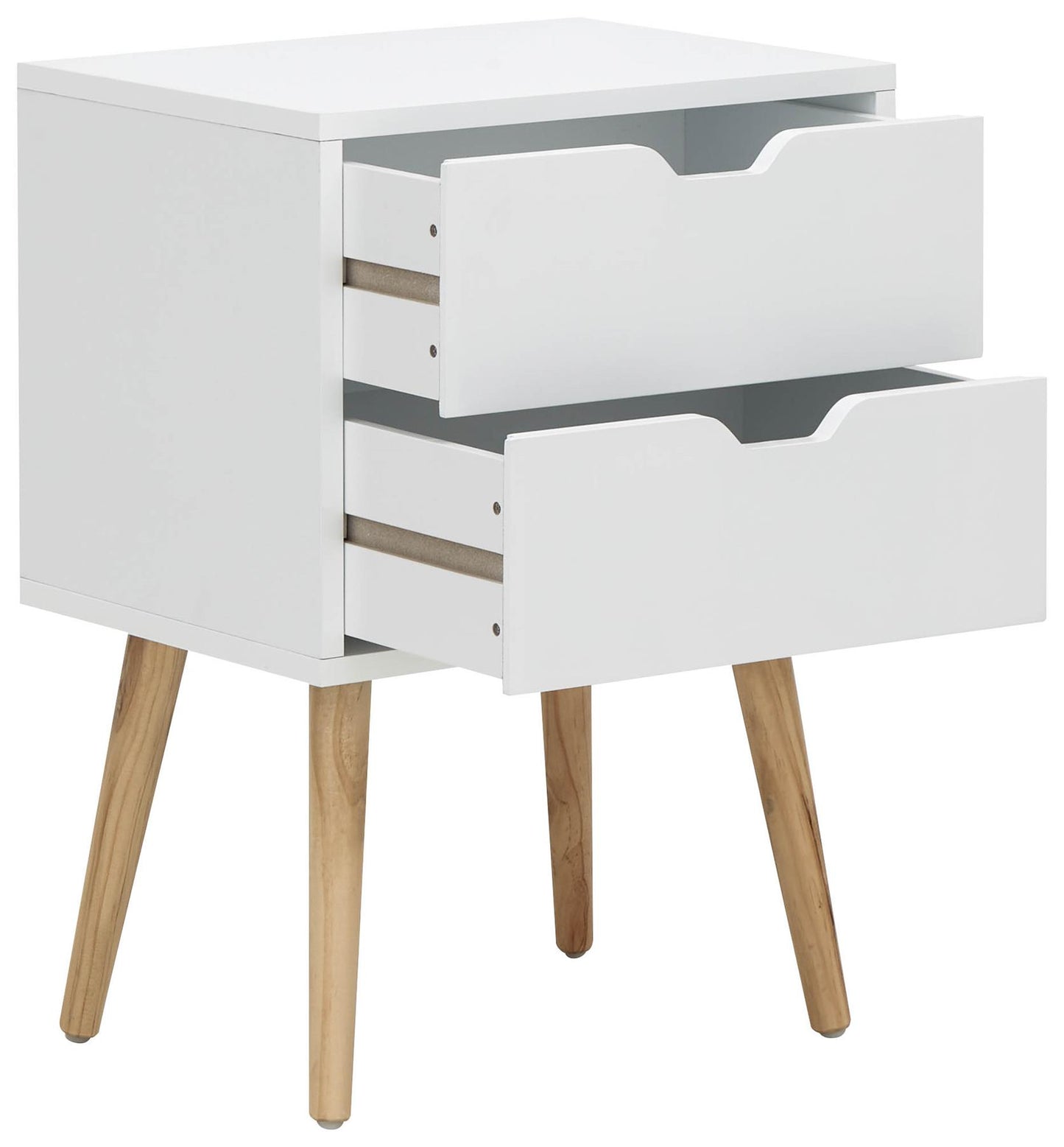 PAIR OF NYBORG 2-DRAWER BEDSIDE TABLES - WHITE