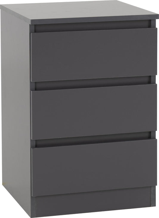 MALVERN 3-DRAWER BEDSIDE TABLE - GREY