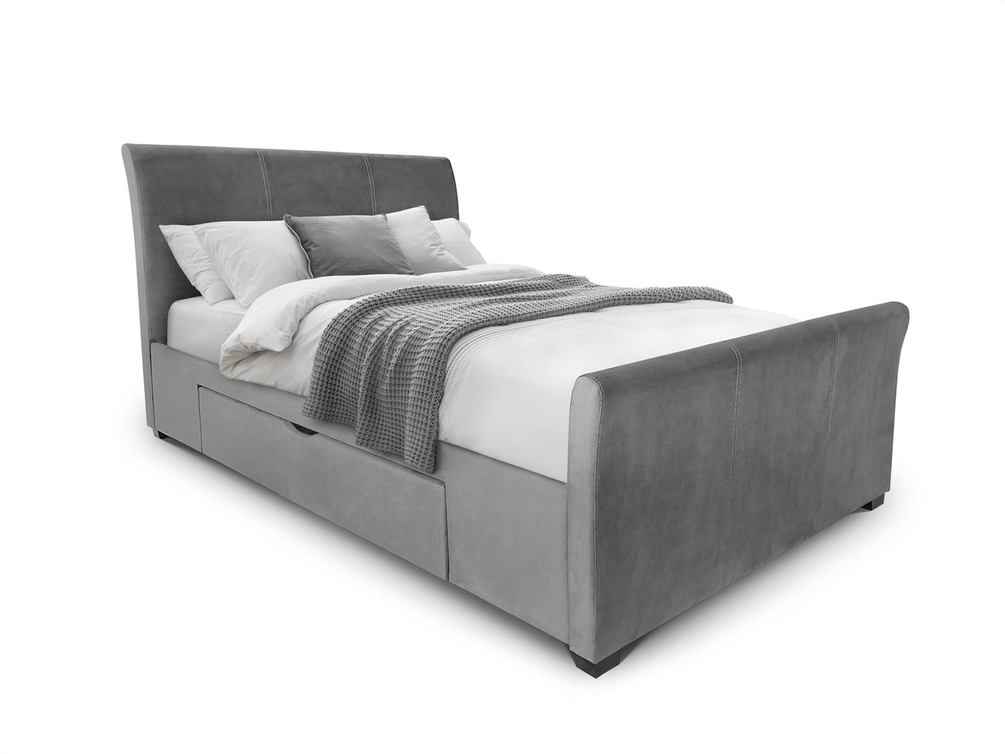 CAPRI LINEN FABRIC 2-DRAWER BED - 4FT6" DOUBLE - LIGHT GREY