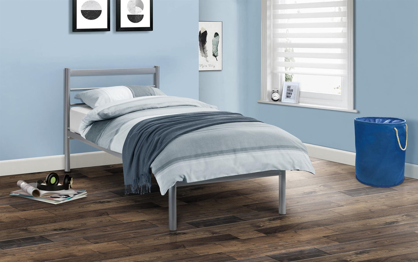 ALPEN METAL BED - 3FT SINGLE - ALUMINIUM FINISH