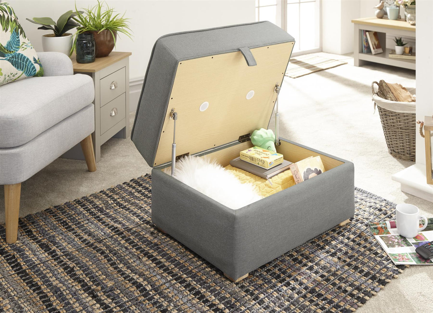 DAUPHINE STORAGE FOOTSTOOL - GREY