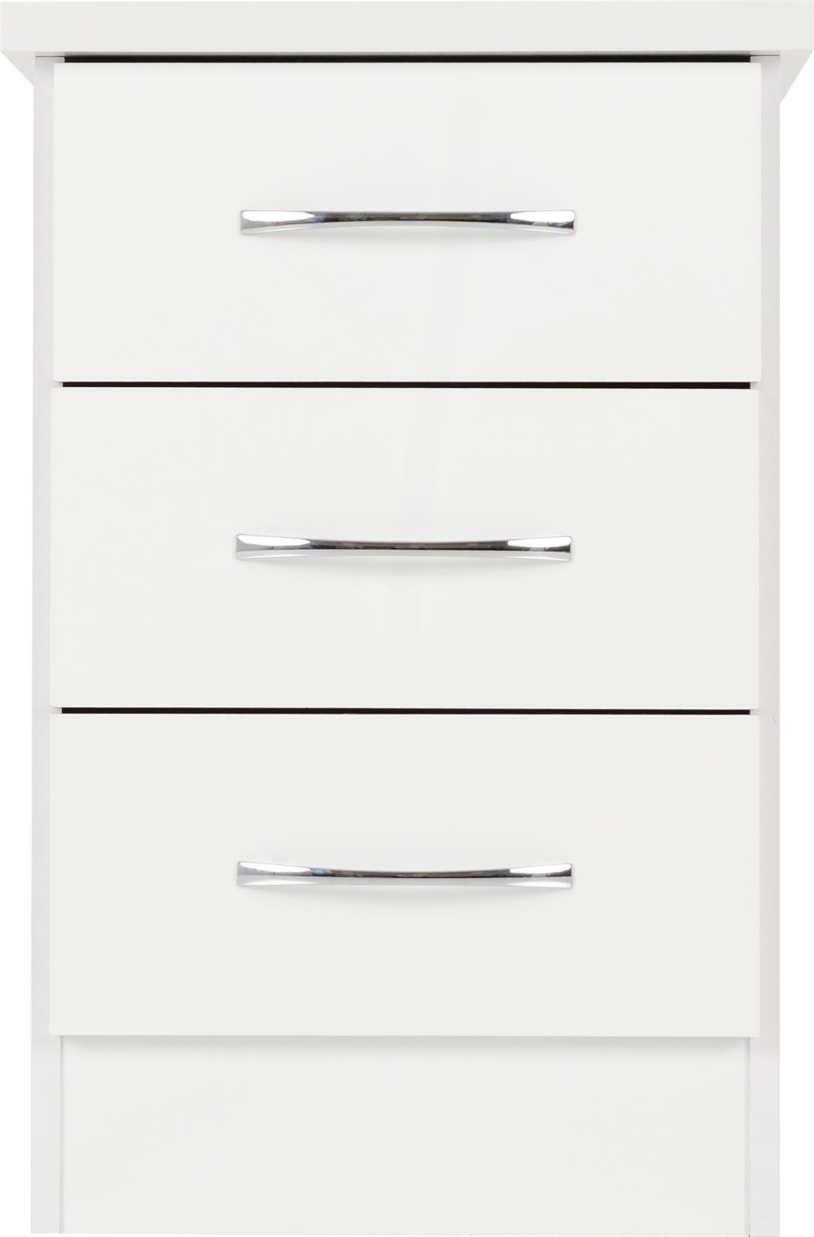 NEVADA 3-DRAWER BEDSIDE TABLE - WHITE