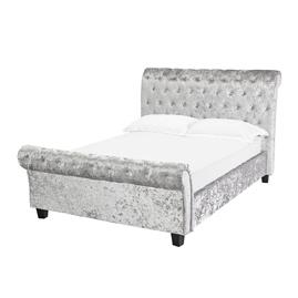 ISABELLA VELVET BED - 4FT6 DOUBLE - SILVER