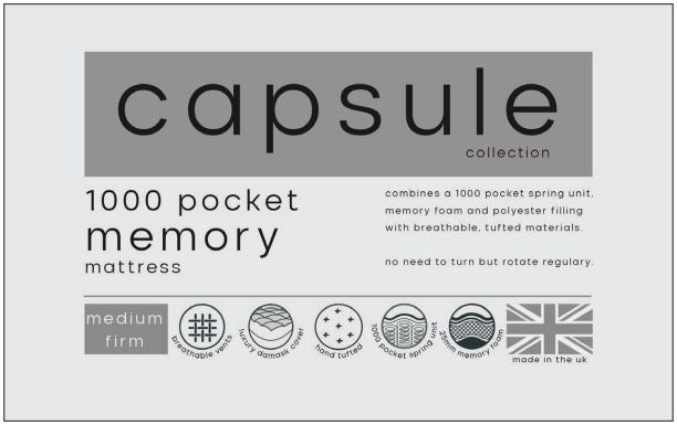 CAPSULE MEMORY POCKET 1000 MATTRESS - 5FT KING SIZE