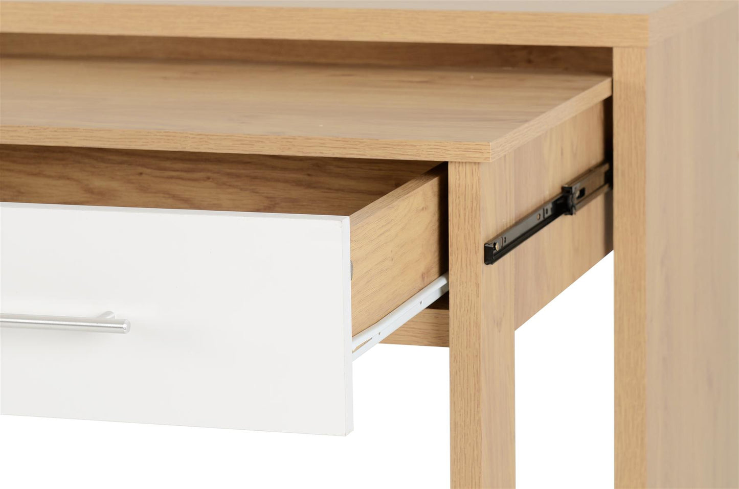 SEVILLE 2 DRAWER SLIDER DESK - WHITE/LIGHT OAK