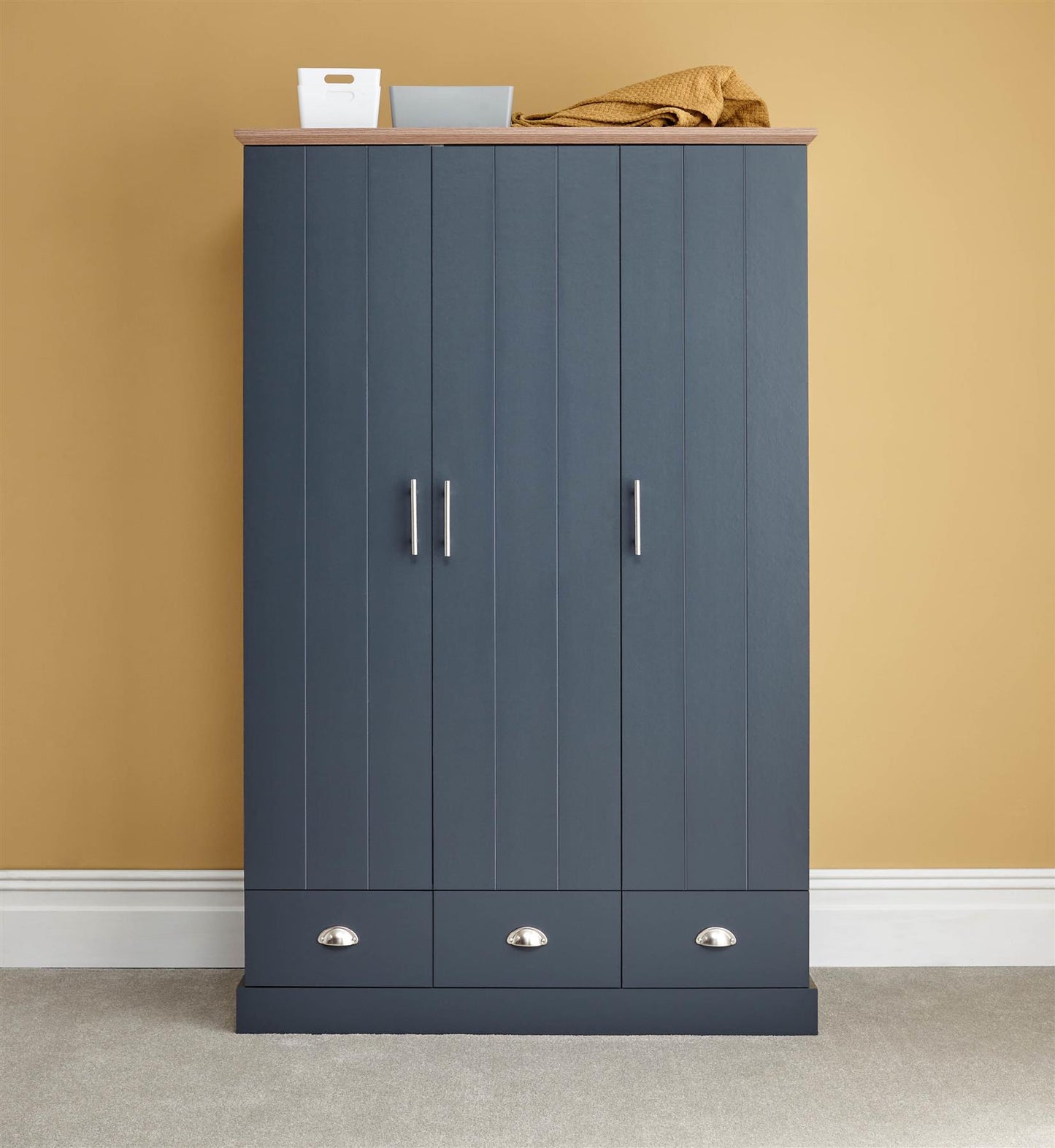 KENDAL 3 DOOR 3 DRAWER WARDROBE - SLATE BLUE