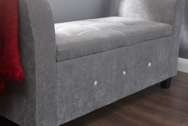 VERONA CHENILLE STORAGE WINDOW SEAT - GREY